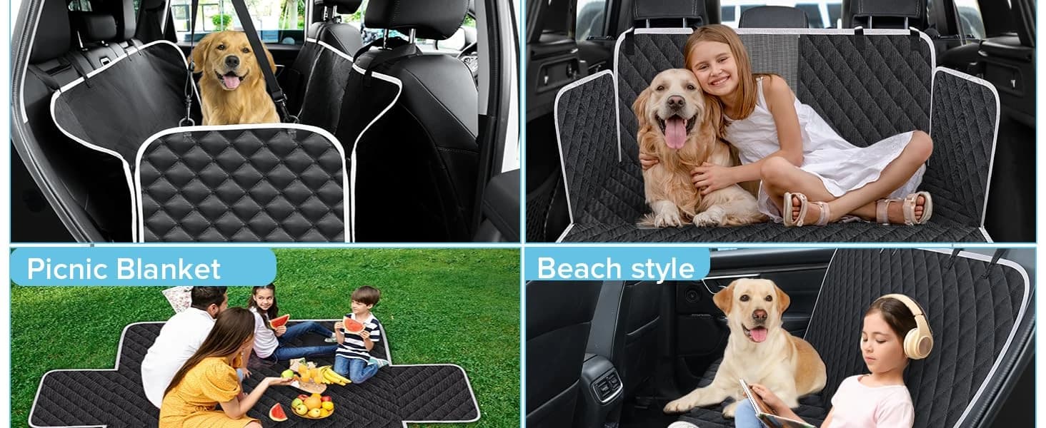 Back Seat Cover for Dogs — Zipper Hammock Car Seat Protector — product details