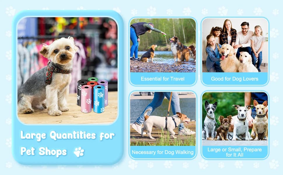 3000 Counts 200 Rolls Poop Bags for Dogs Plastic — Paw Print Style — product details