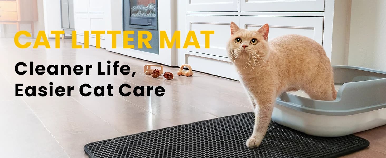 Cat Litter Mat Compact Size 23.6"x14.6" for Small Spaces — Upgrade Waterproof Leakproof Back Layer — product details