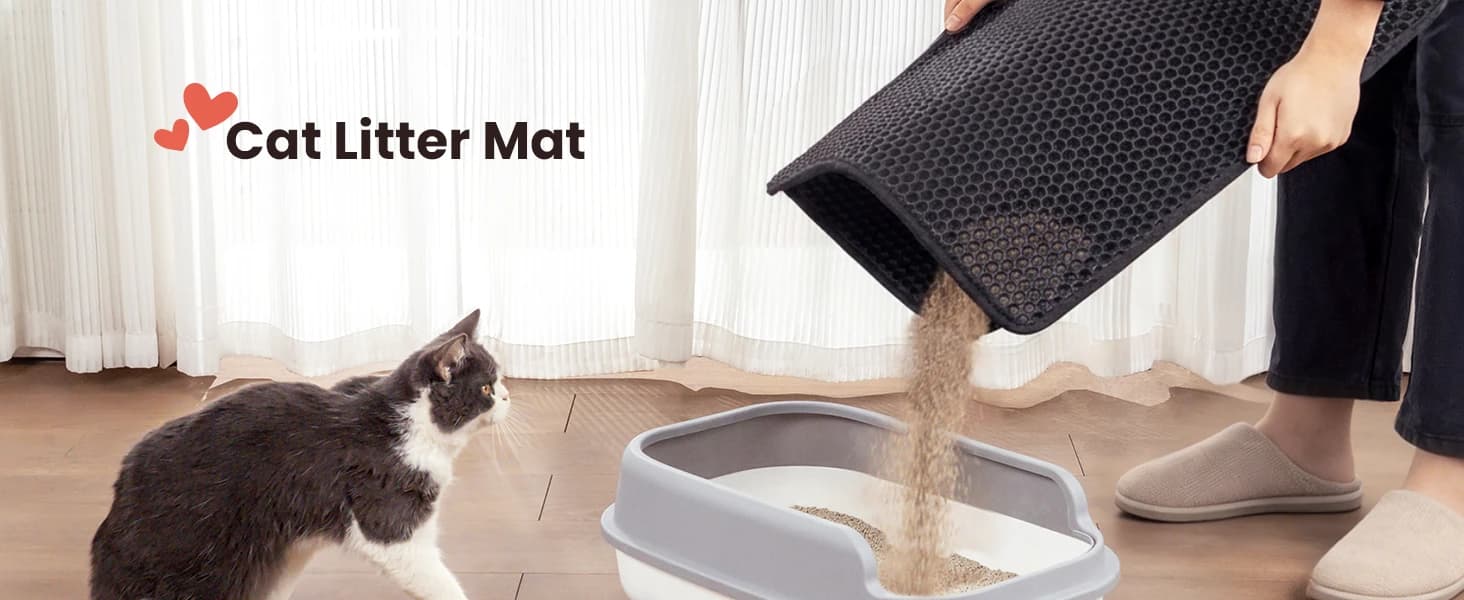 Cat Litter Mat Compact Size 23.6"x14.6" for Small Spaces — Upgrade Waterproof Leakproof Back Layer — product details