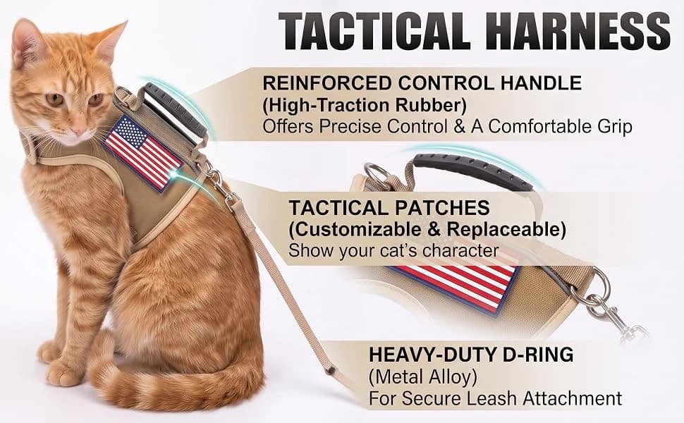 Cat Harness and Leash Set for Walking Escape Proof — Khaki — product details