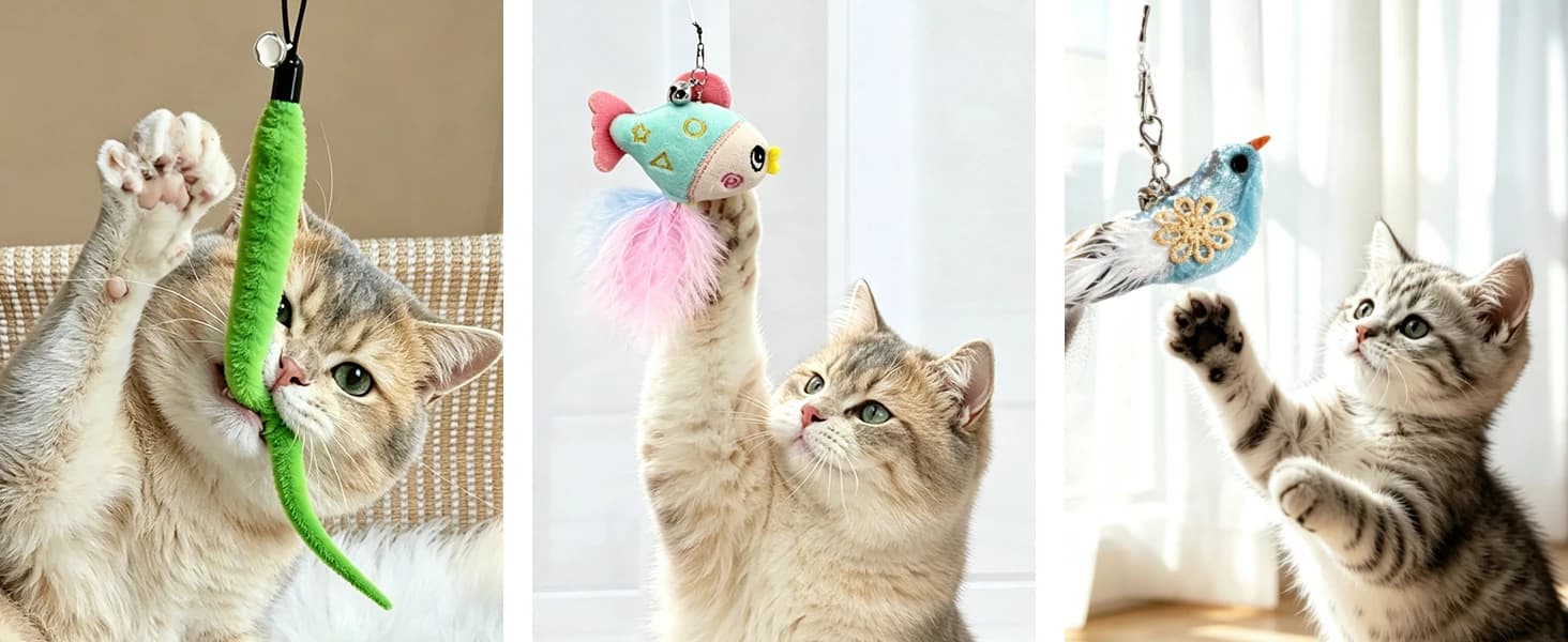 Interactive Cat Toys for Indoor Cats Chase and Exercise — 2PCS Retractable Cat Wand Toy — product details