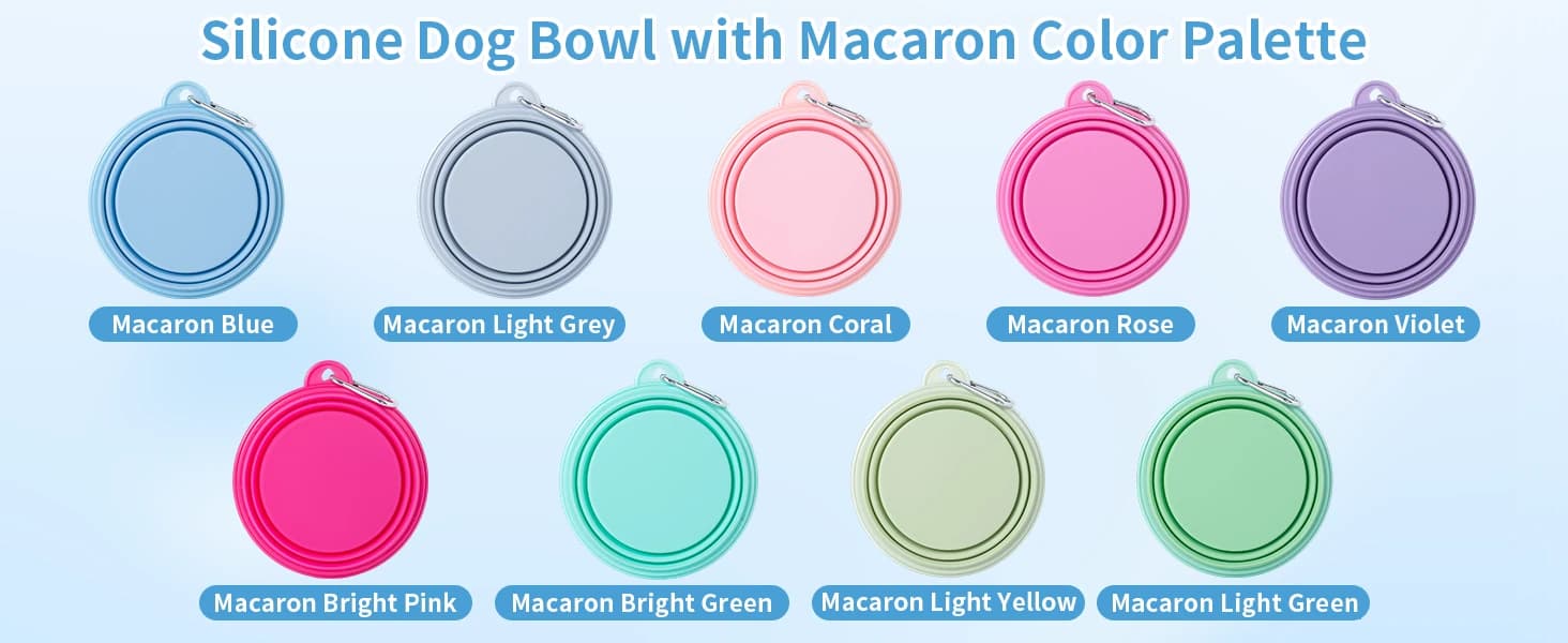 Collapsible Dog Bowl Silicone — 2Pack Macaron Color Pet Travel Bowls — product details