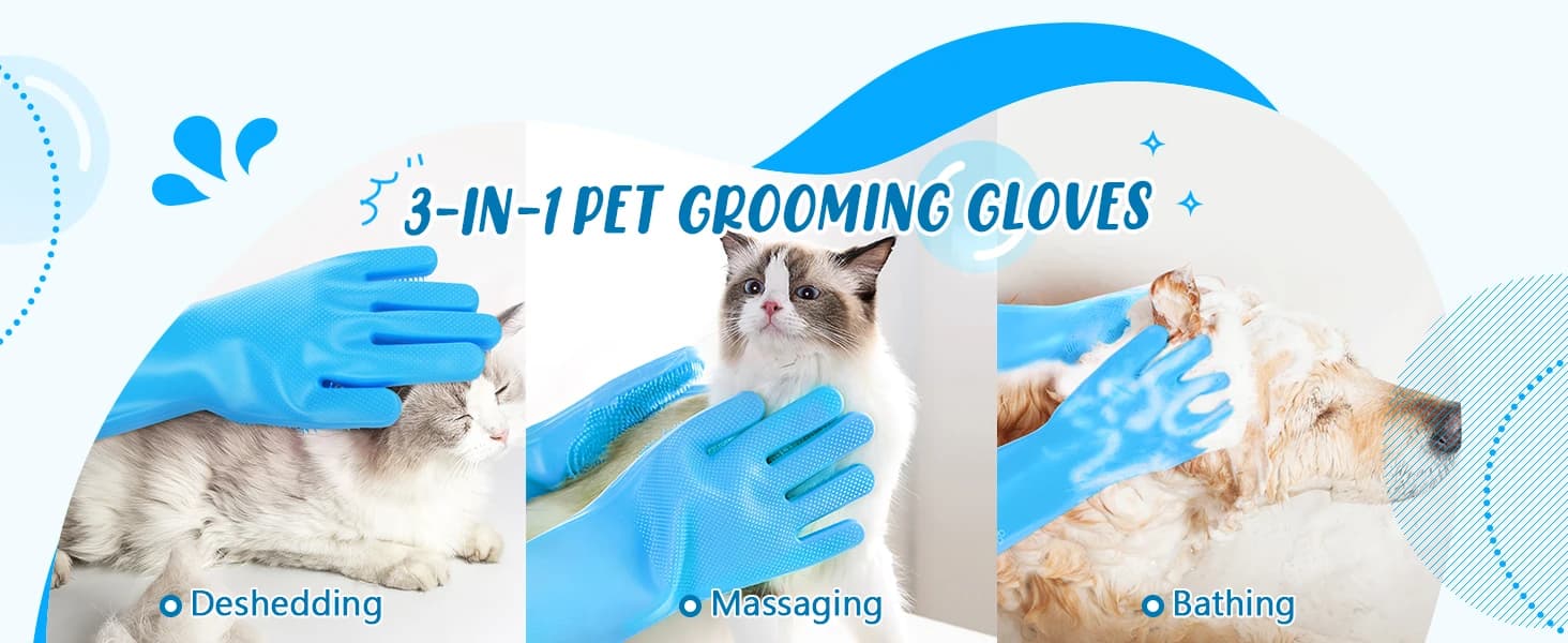Silicone Pet Grooming Gloves for Washing Cats Dogs Bath Brush — product details