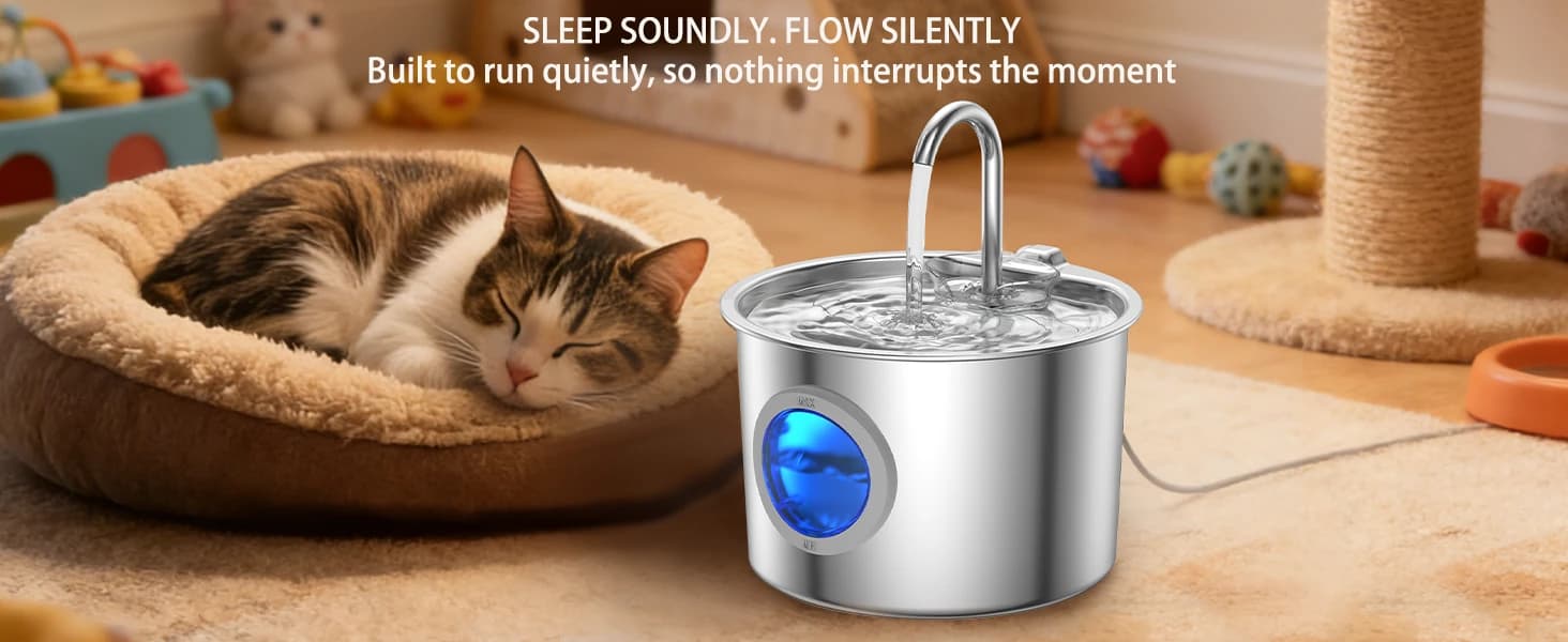 Cat Water Fountain Advanced 304 Stainless Steel 2.2L/74oz with Detachable Tank — product details