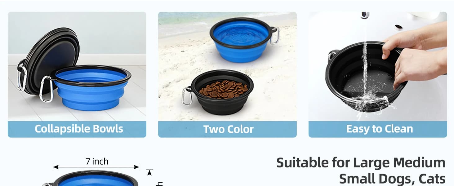 Large Collapsible Dog Bowls 2 Pack — 34oz Foldable Dog Travel Bowl — product details