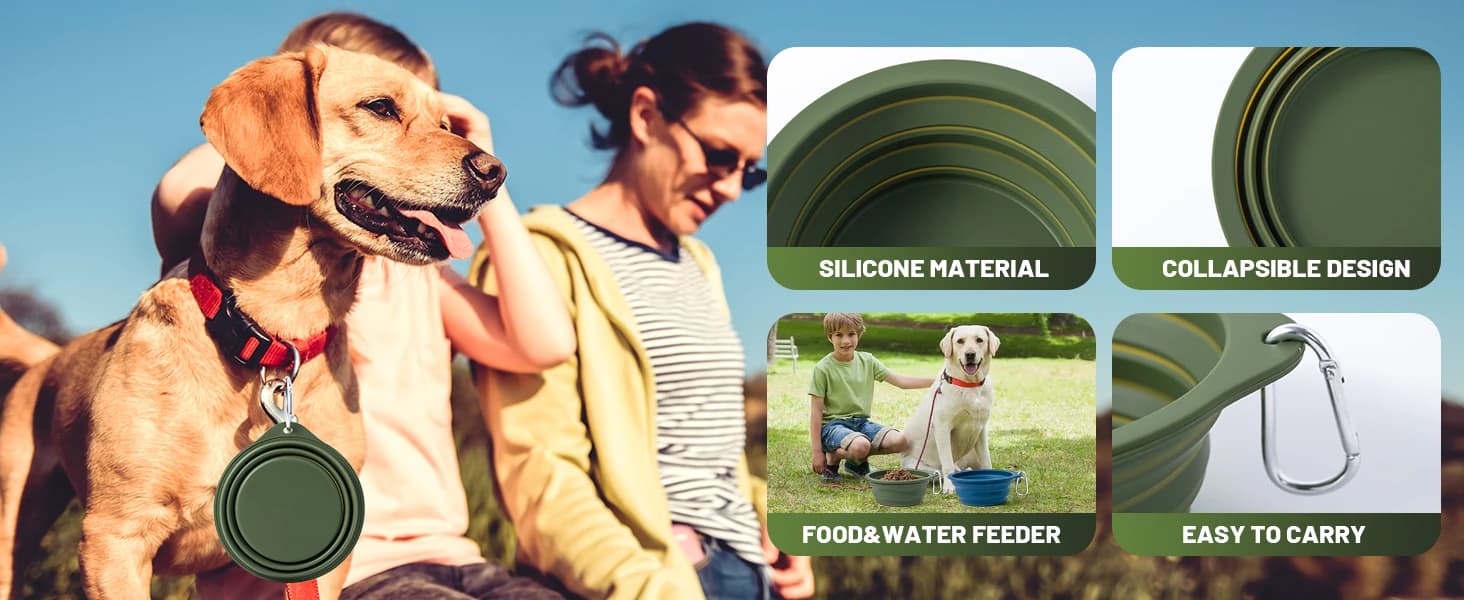2Pack Collapsible Dog Bowl, Integrated Molding Travel Bowl No Plastic Rim Pet Feeding Bowls for Walking — product details