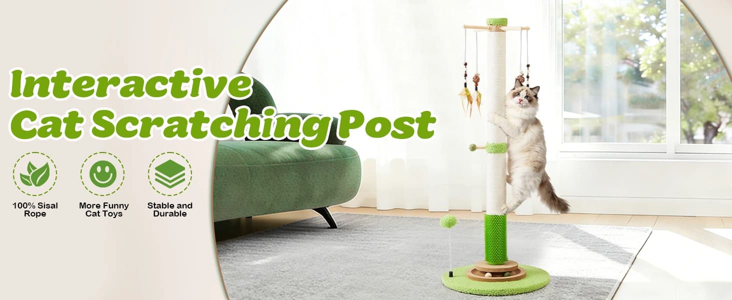 38" Tall Sisal Cat Scratching Post with Stable Base for Indoor Adult Cats — product details