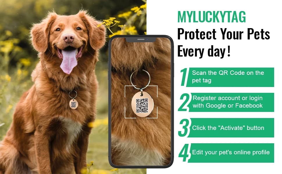Stainless Steel QR Code Pet ID | Dog and Cat Collar Tag | Personalized Online Profile | Scanned Location Alert — product details