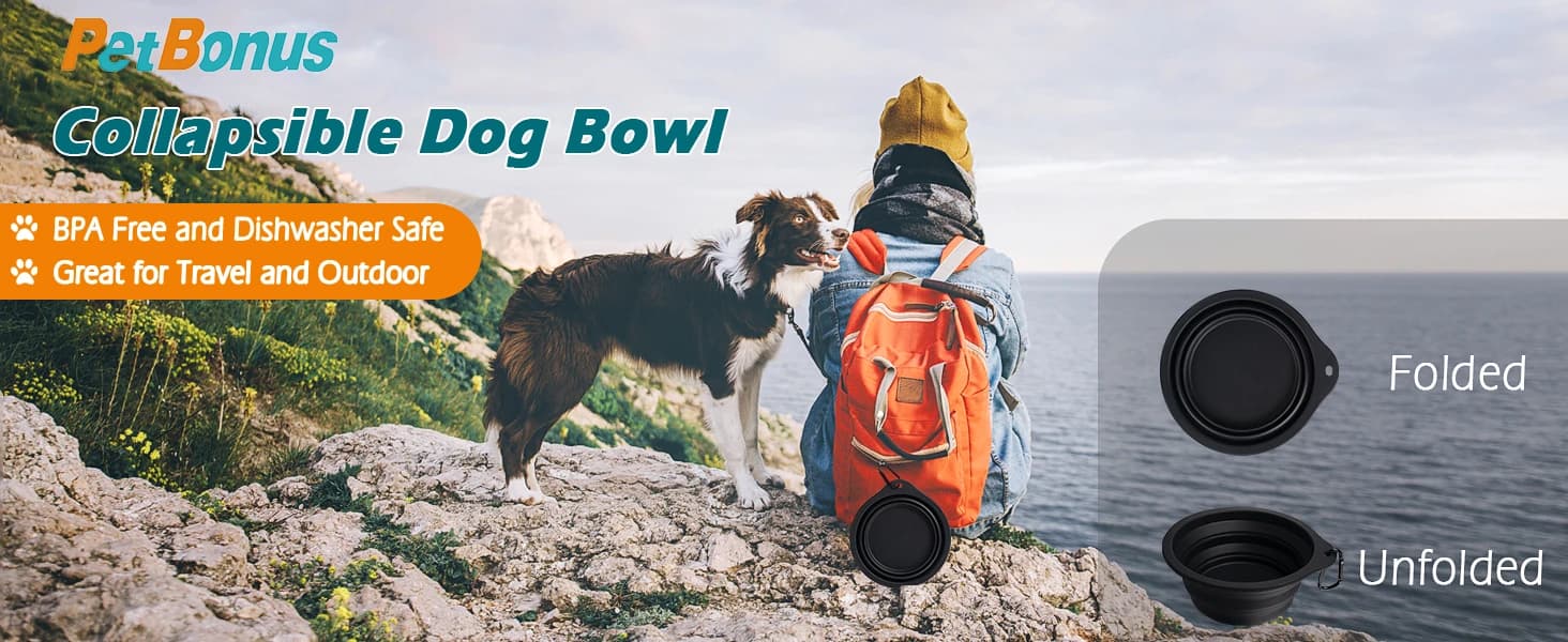2-Pack Silicone Collapsible Dog Bowls — product details