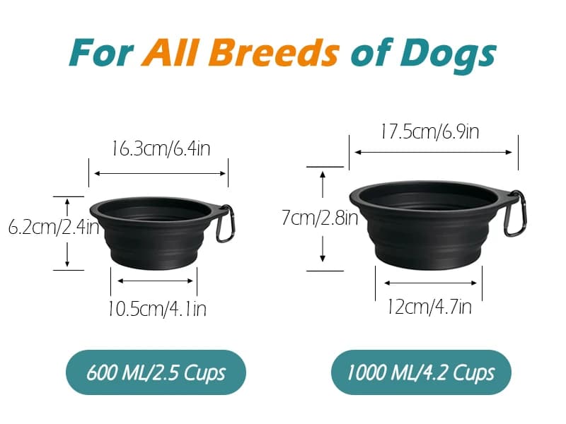 2-Pack Silicone Collapsible Dog Bowls — product details