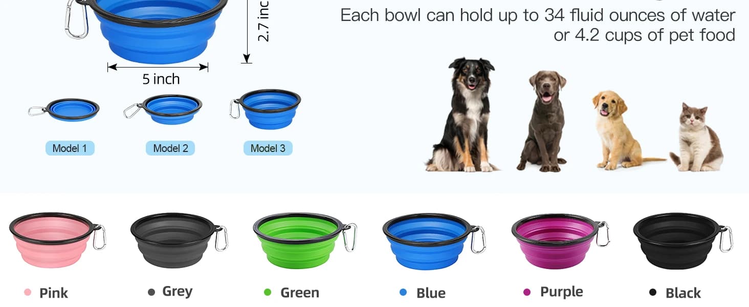 Large Collapsible Dog Bowls 2 Pack — 34oz Foldable Dog Travel Bowl — product details