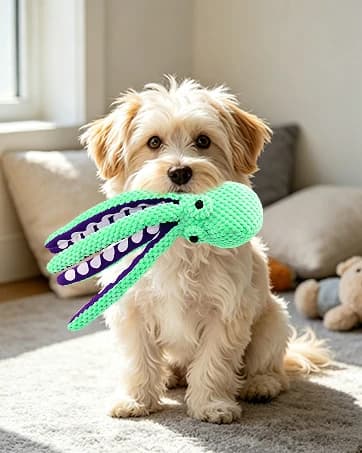 Plush Octopus Dog Toy with Squeaker and Crinkle Paper — collection imagery