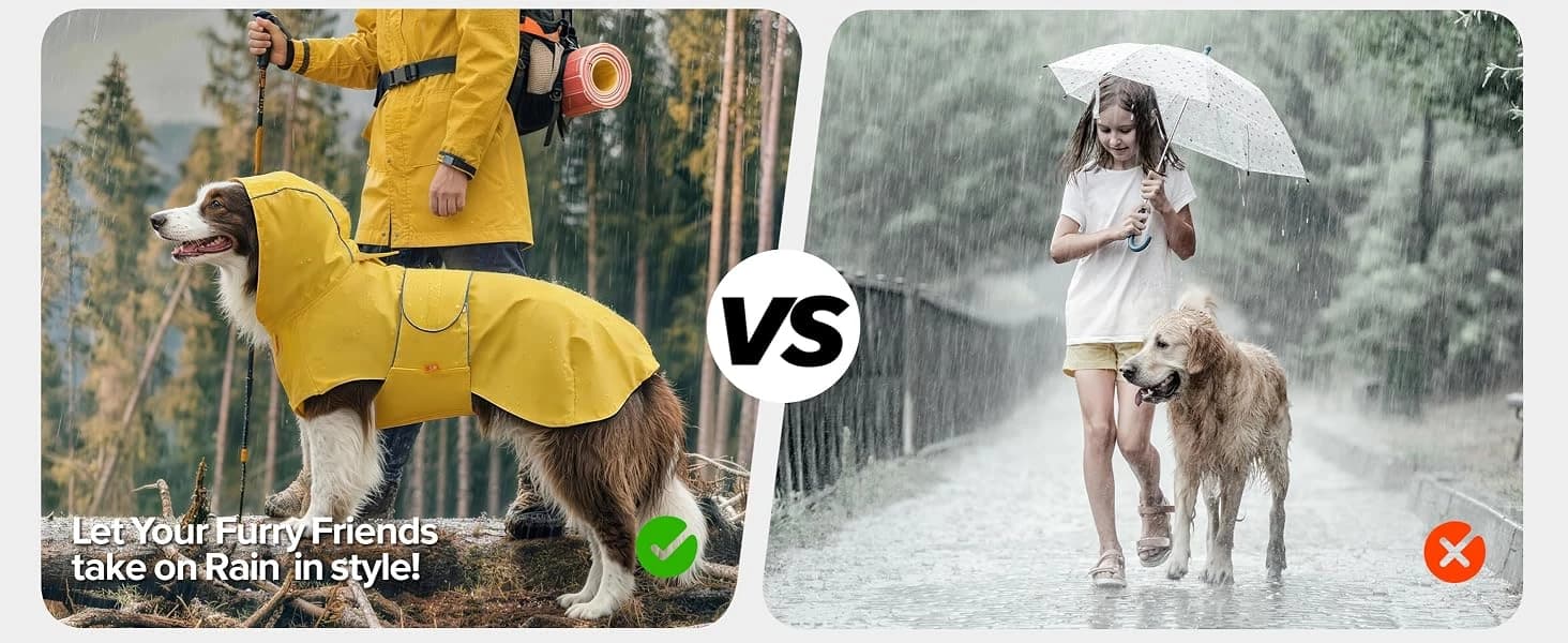 Dog Raincoat Waterproof Dog Rain Jacket for Small to 3X-Large Dogs — M — product details