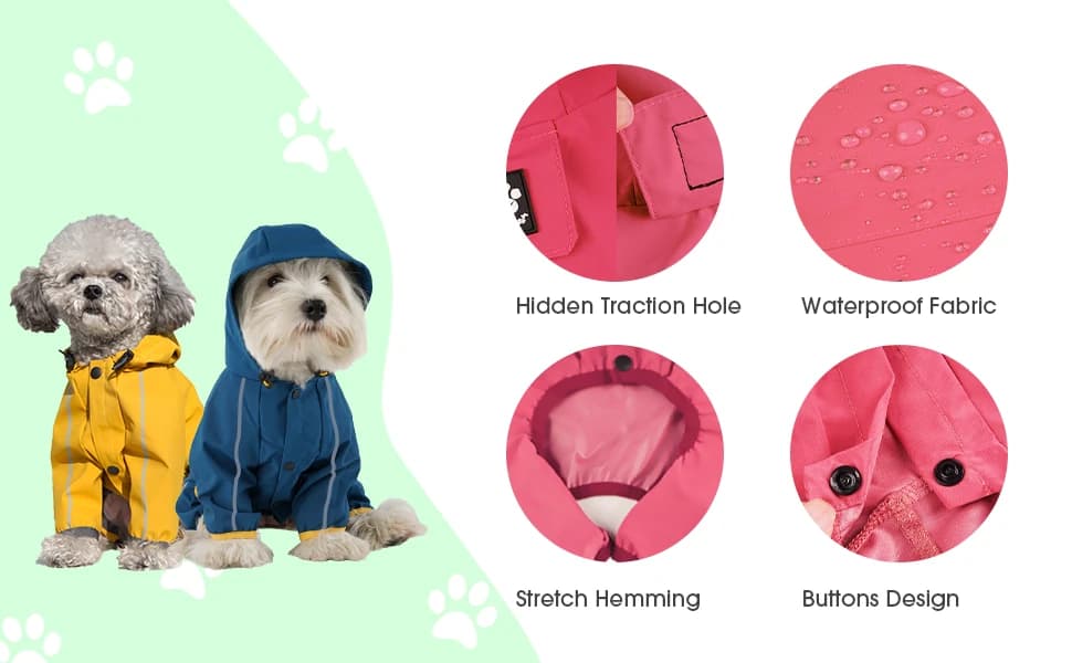Dog Raincoat — Waterproof Dog Rain Jacket with Hood — product details