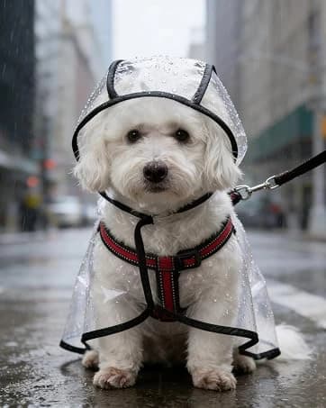Transparent Dog Rain Poncho for Small and Medium Dogs - Thick Waterproof Raincoat with Hidden Leash Hole & — collection imagery