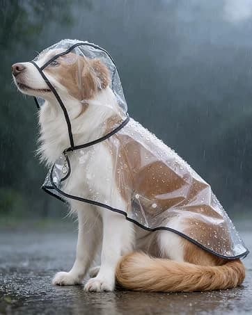 Transparent Dog Rain Poncho for Small and Medium Dogs - Thick Waterproof Raincoat with Hidden Leash Hole & — collection imagery