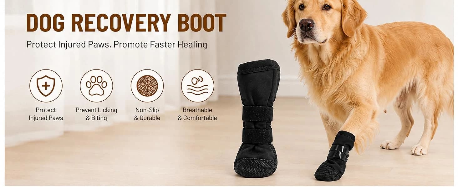 Dog Recovery Boot for Injured Paws — Dog Recovery Boot for Injured Paw — Bandage Cover, Non-Slip Sole