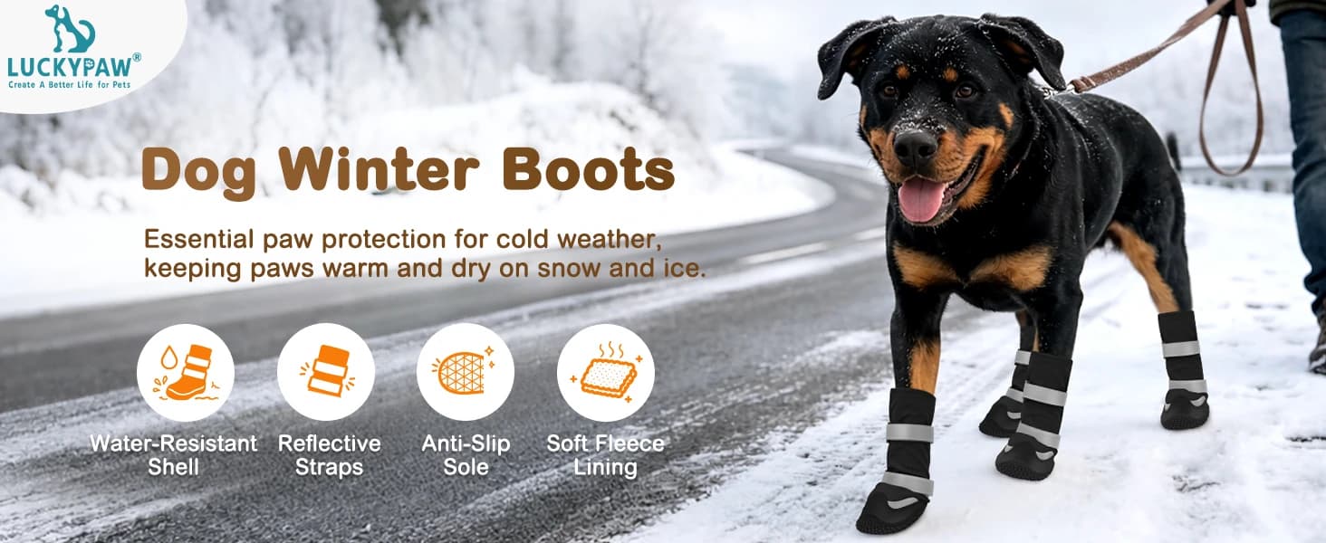 Dog Shoes for Winter Snow Waterproof Dog Boots with Fleece Lining — product details