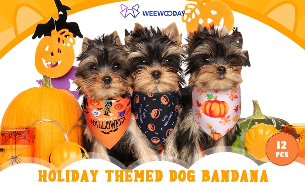 12 Pcs Holiday Dog Bandanas Bulk — Halloween Dog Bandanas — product details