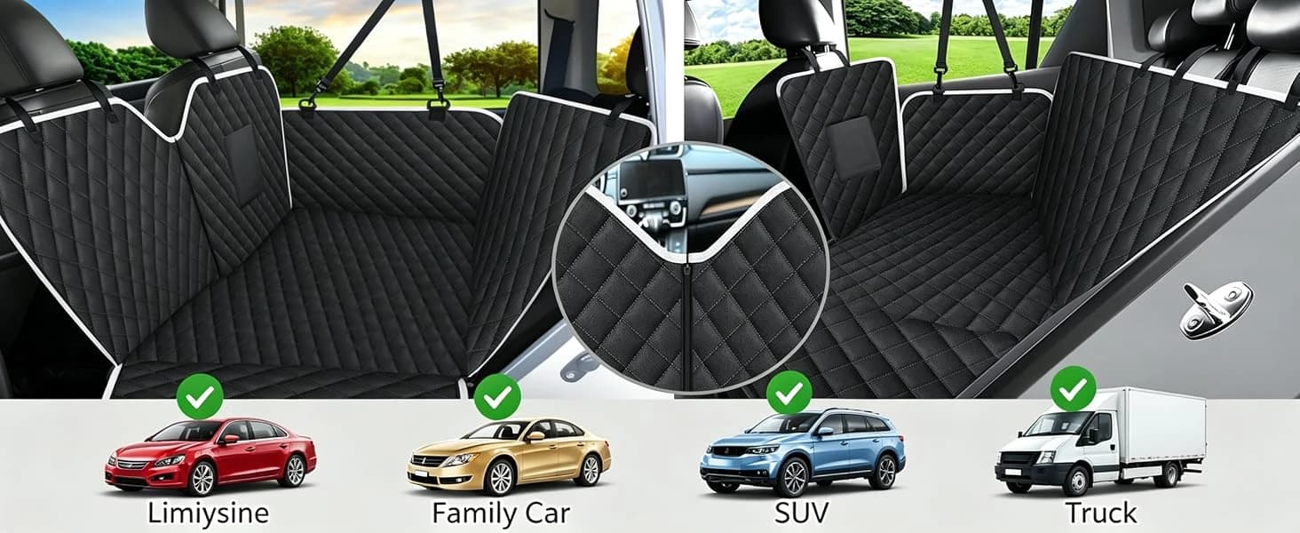 Back Seat Cover for Dogs — Zipper Hammock Car Seat Protector — Dog Car Seat Cover for Back Seat