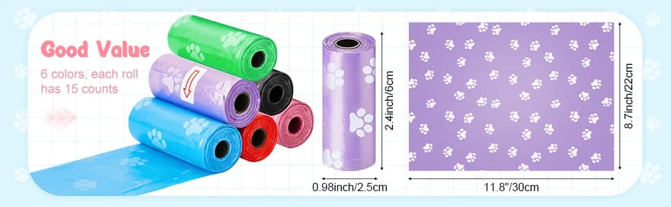 3000 Counts 200 Rolls Poop Bags for Dogs Plastic — Paw Print Style — collection imagery