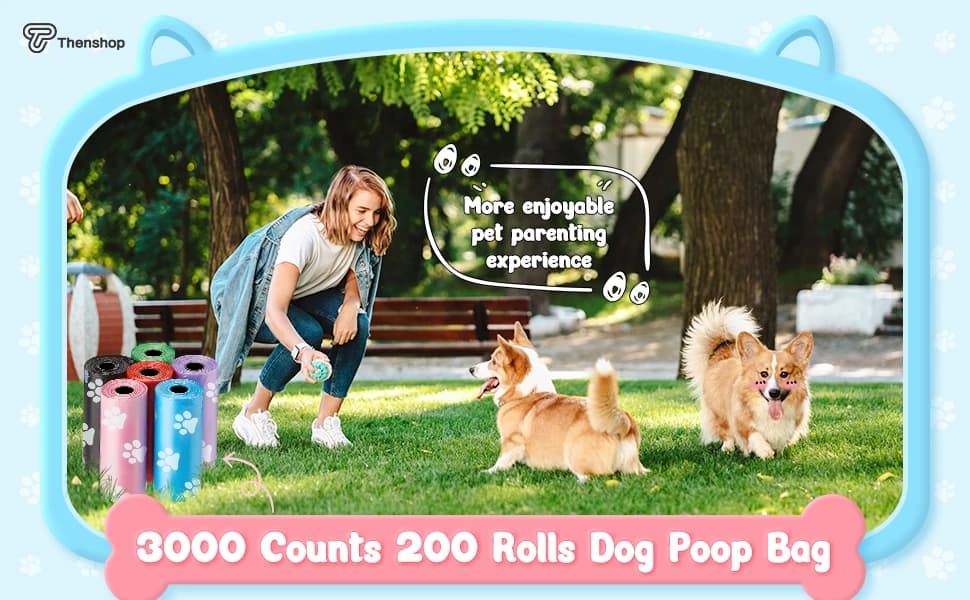 3000 Counts 200 Rolls Poop Bags for Dogs Plastic — Paw Print Style — product details