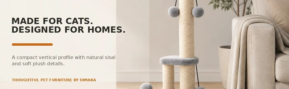 Tall Cat Scratching Post, Double Lower Posts Extra Stable Cat Post Tree Scratcher with Sisal Rope and Teasing 4 — collection imagery