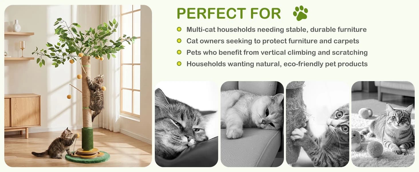 Tall Cat Scratching Post 51 Inch — Sisal Rope Cat Scratcher Tree — product details