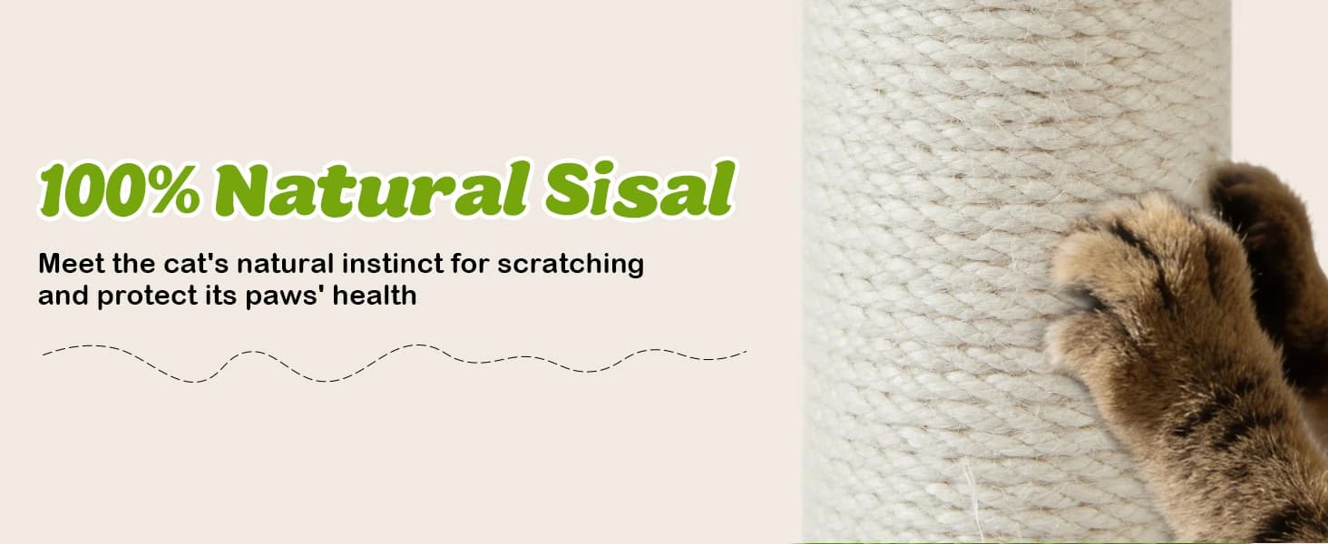 38" Tall Sisal Cat Scratching Post with Stable Base for Indoor Adult Cats — product details