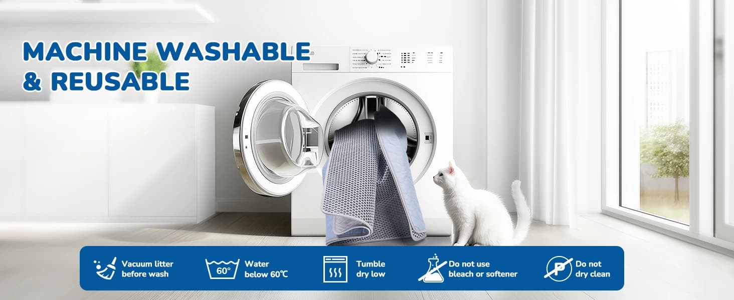 Cat Litter Mat 47" x 35" XL — Washable Urine-Proof Non-Slip Gray — collection imagery