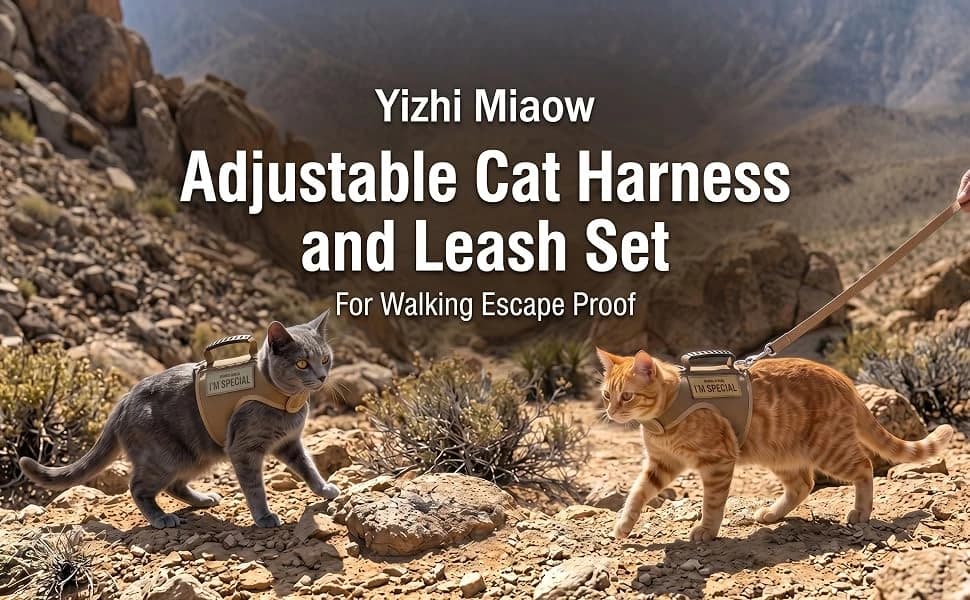 Cat Harness and Leash Set for Walking Escape Proof — Khaki — product details