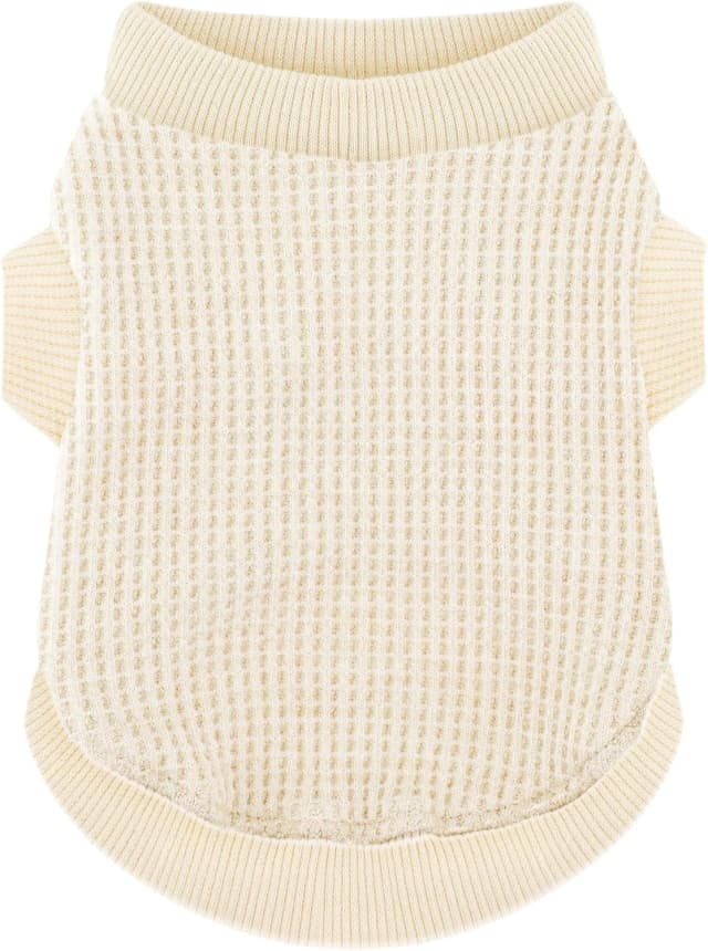 Cozy Lightweight Dog Sweaters Shirt for Small Puppies: Stretchable Beige Tank Top Attire — Perfect for
