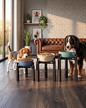 Elevated Dog Bowls Large Breed Raised Dogs Bowl Stand Large/Medium Sized Dog Stainless Steel Food Water Bowl — collection imagery