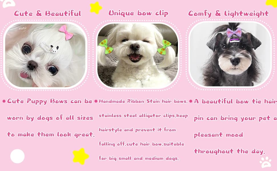 60PCS (30 Paris) Cute Puppy Dog Small Bowknot Hair Bows with Metal Clips Handmade Hair Accessories Bow Pet — product details