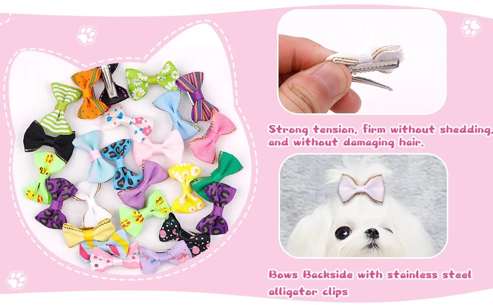 60PCS (30 Paris) Cute Puppy Dog Small Bowknot Hair Bows with Metal Clips Handmade Hair Accessories Bow Pet — product details