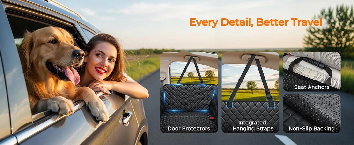 Hard Bottom Dog Car Seat Cover โ product details