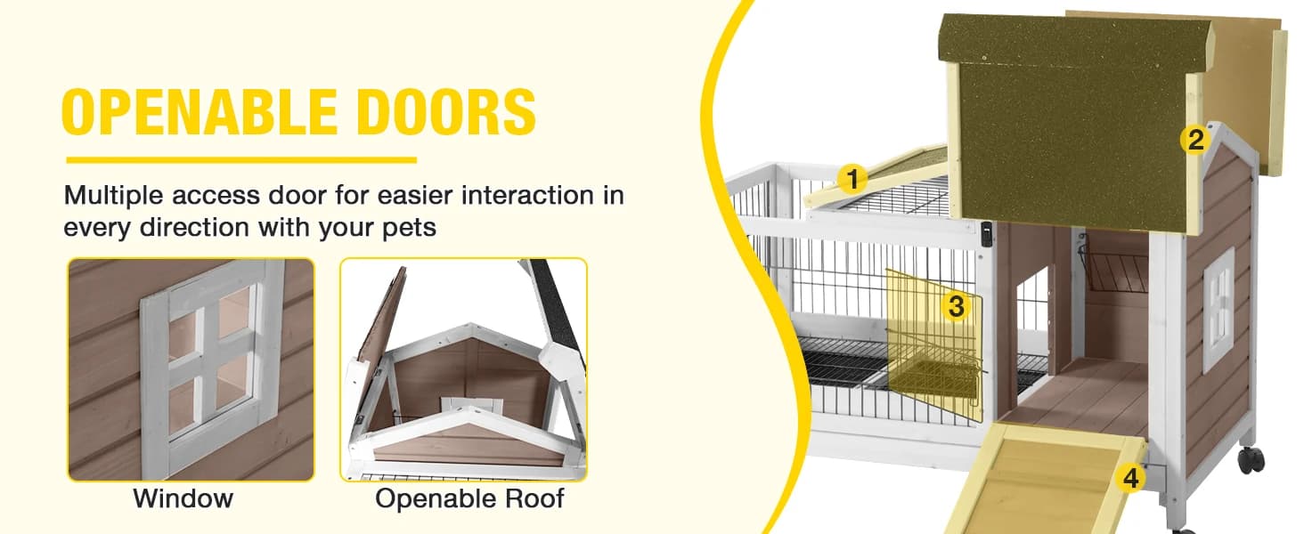 Rabbit Hutch Indoor Bunny Cage Outdoor Bunny House with Wire Floor Leakproof Plastic Tray — collection imagery