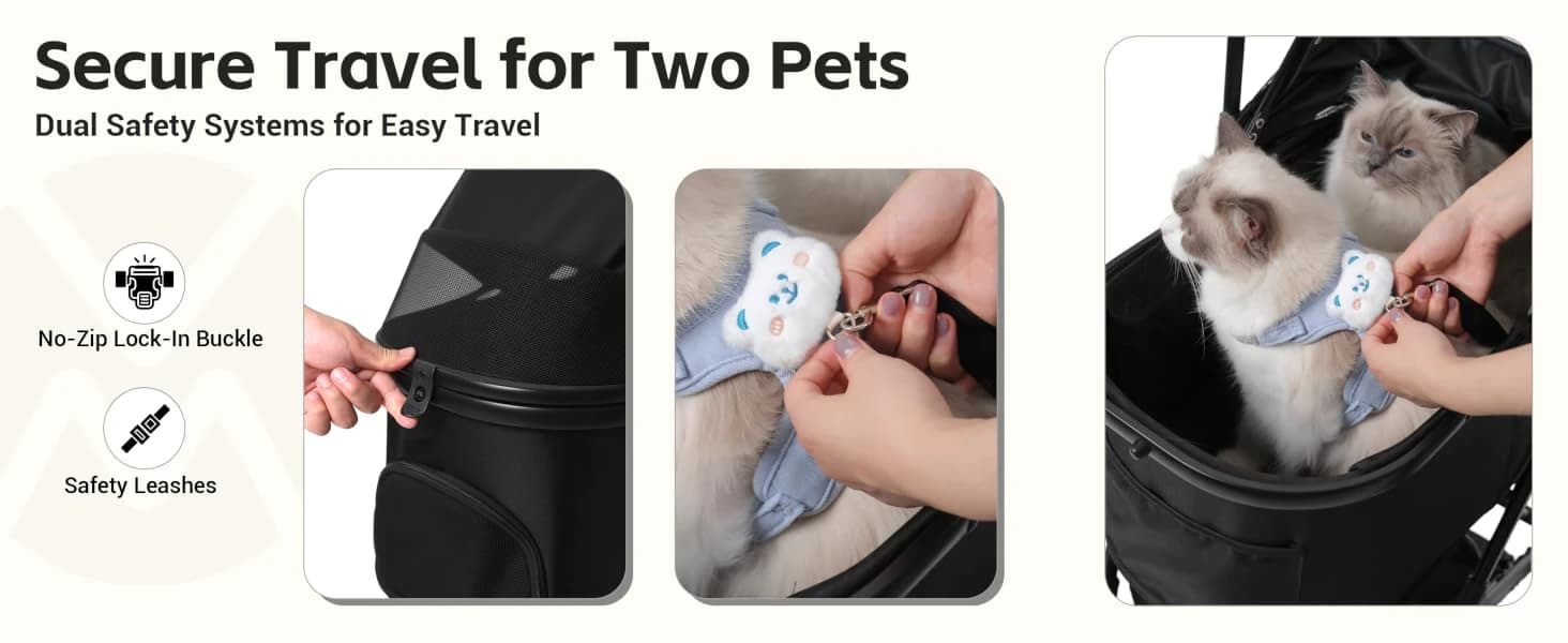 Folding Pet Stroller for Cats and Small Dog with Detachable Carrier — collection imagery