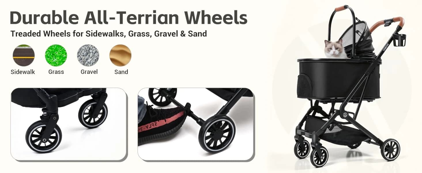 Folding Pet Stroller for Cats and Small Dog with Detachable Carrier — collection imagery