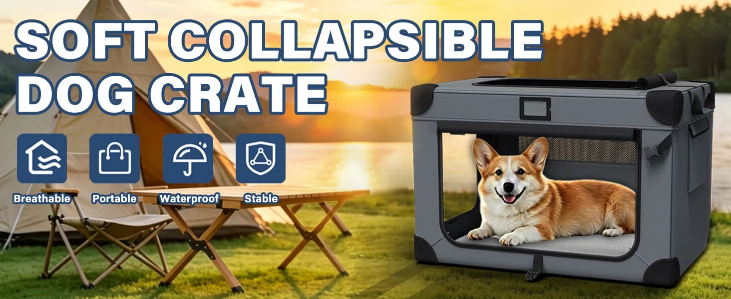 36" Collapsible Dog Crates,Foldable and Portable Dog Crates for Travel/Camping — product details
