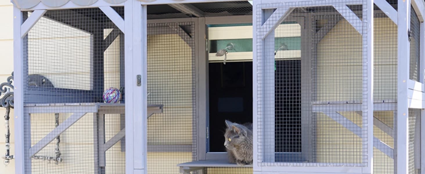 Cat House Window Outdoor Catio Cat Enclosures with 7 Platforms — collection imagery