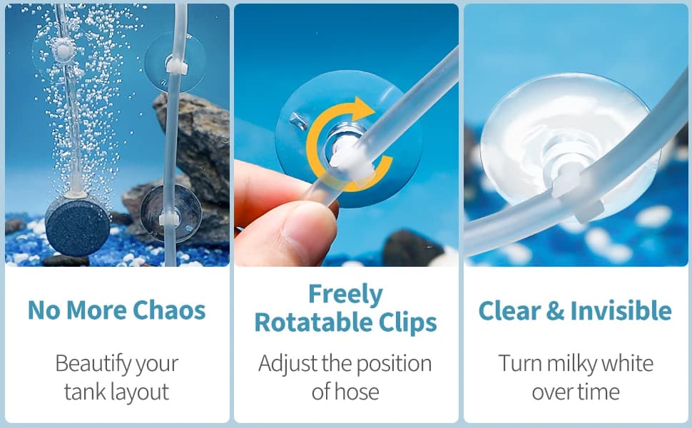Aquarium Suction Cup Clips for Standard 3/16" ID Airline Tubing Clear Air Hose Holder Clamp Accessories for — product details