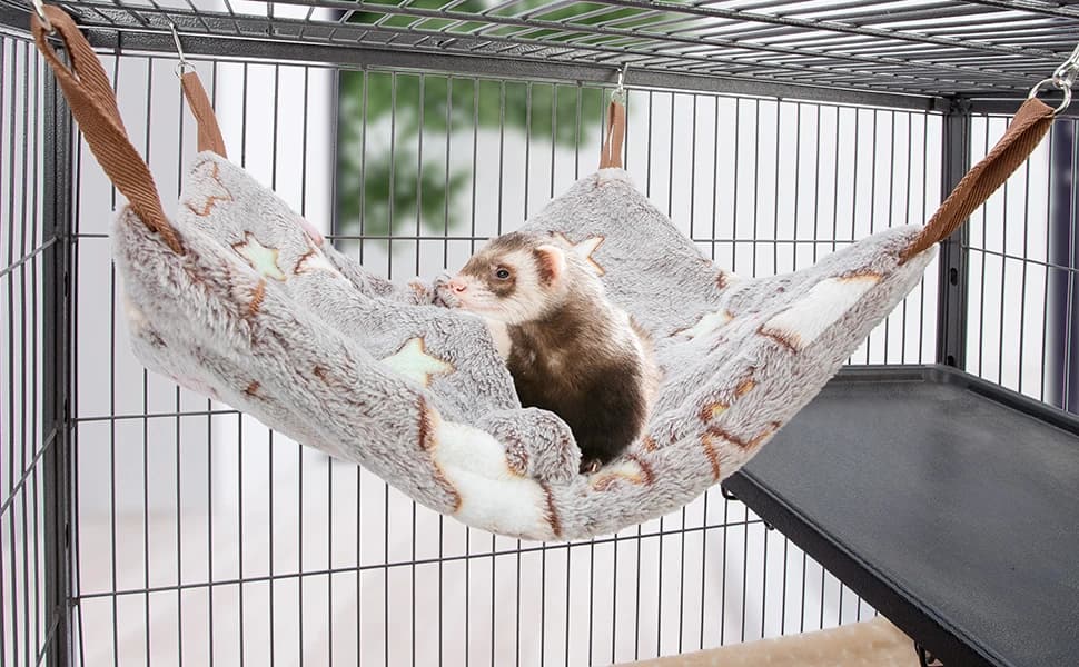 Hanging Hammock Nap Sack Swing Bag Pet Sleeper for Ferret Rat Sugar Glider and Other Small Animals (Cream — product details