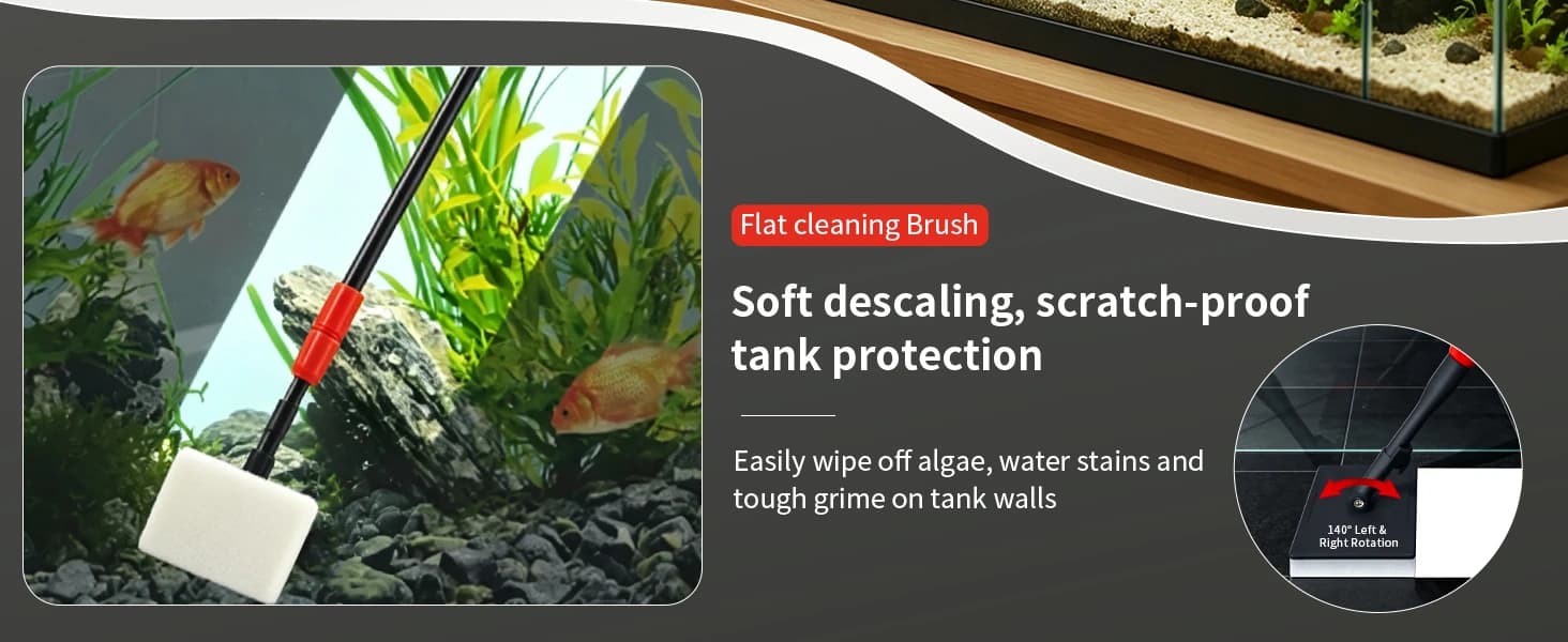 Aquarium Clean Tool — 6 in 1 Fish Tank Cleaning Kit Algae Scraper Scrubber Pad Adjustable Long Handle Fish Tank — product details