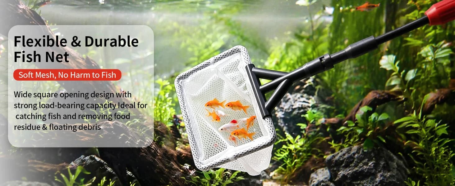 Aquarium Clean Tool — 6 in 1 Fish Tank Cleaning Kit Algae Scraper Scrubber Pad Adjustable Long Handle Fish Tank — product details