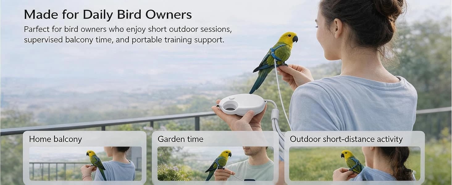 Retractable Bird Leashes — 20ft Lightweight Bite-Resistant Steel Wire — product details