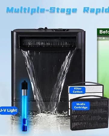 Large Hang on Back Aquarium Filter w/ U-V — 13-Stage for 20-75 Gal Fish Tank — collection imagery