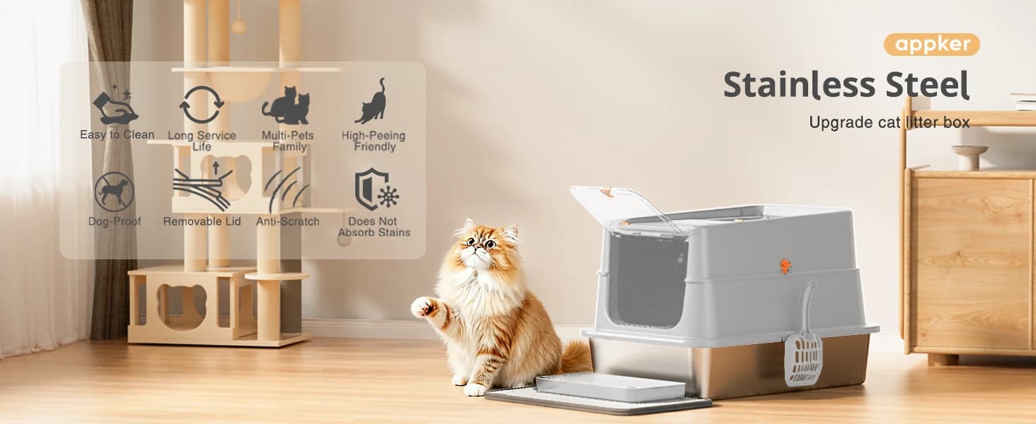 Stainless Steel Litter Box with Lid — product details