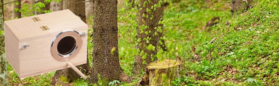 Wood Parakeet Nest Box with Natural Nesting Pads — collection imagery